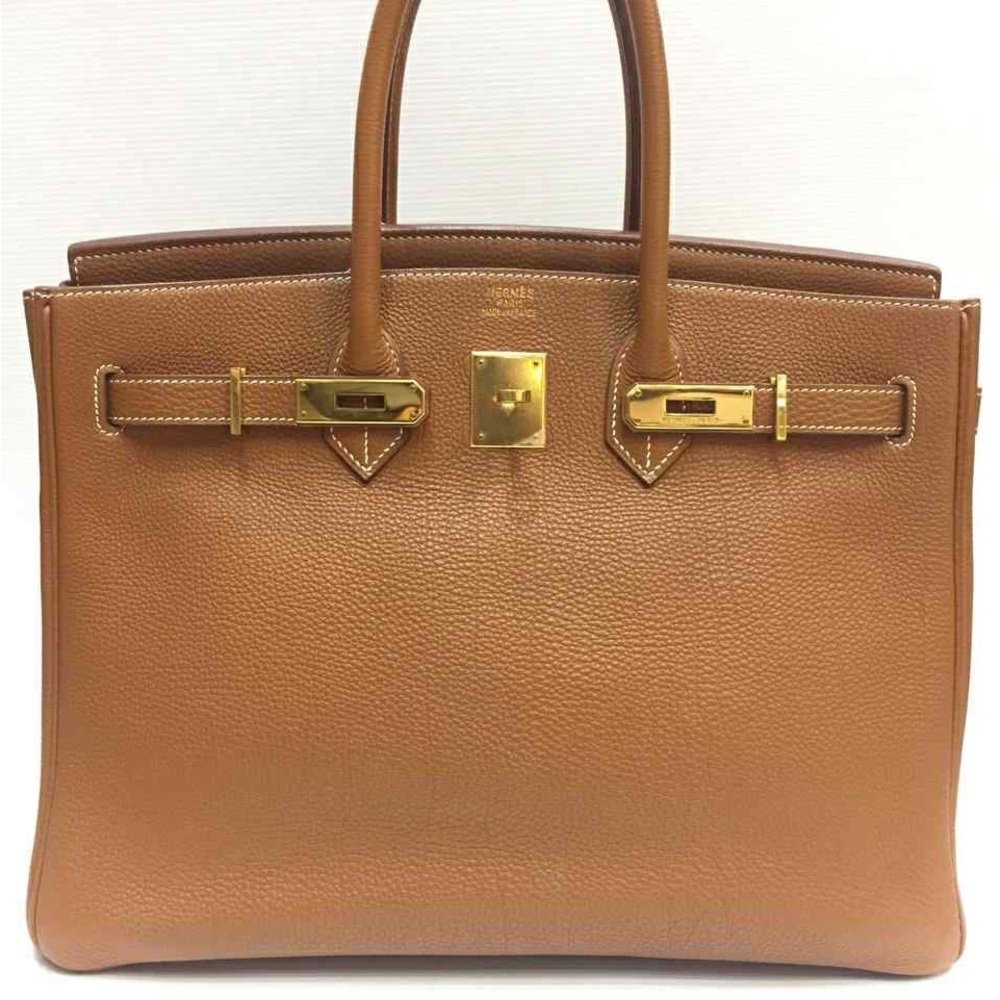 Hermes Tan Leather Bag with Gold Accents